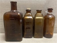 (4) Amber Bottles