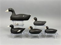 5 Wisconsin Miniature Hand carved Coots