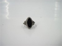 Black Jet 925 Silver Ring Size 7