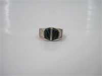 Malachite 925 Silver Ring Size 6.5