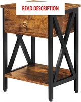 Industrial Nightstands with Drawer  Shelf