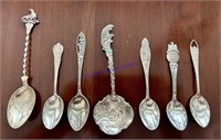 Collection of 7 Sterling Collector Spoons