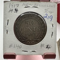 1917 SILVER NEWFOUNDLAND 50 CENTS