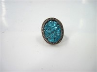 Druzy 925 Silver Ring Size 7.5