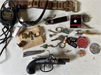 Men's jewelry items & pistol lighter