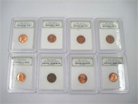 Lot of 8 Brilliant UNC Lincoln Pennies / Proof