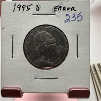 1995-D QUARTER ERROR COIN