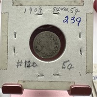 1909 SILVER CANADA HALF DIME 5 CENTS