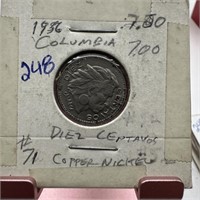 1956 COLUMBIA 10 CENTAVOS