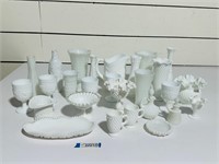 Group Lot - Milk Glass Vases, Goblets & MORE
