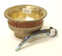 Tibetan silver & timber bowl