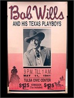 1941 POSTER - BOB WILLS & HIS TEXAS PLAYBOYS