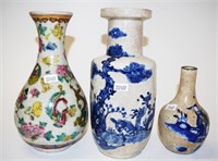 Three vintage Chinese crackle glaze vases