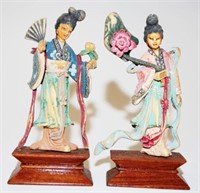 Two Japanese painted ivory figures