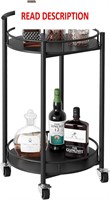 $50  Black 2-Tier Bar Cart with Wine Rack