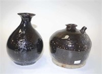 Two Chinese glazed pottery bottles