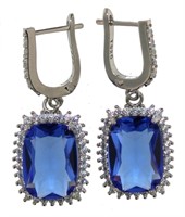 Radiant Cut 13.75 ct Tanzanite Dangle Earrings