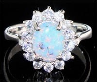 Oval 2.00 ct White Opal Halo Ring