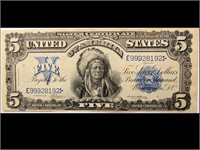 SERIES OF 1899 $5 SILVER CERTIFICATE W/ INDIAN