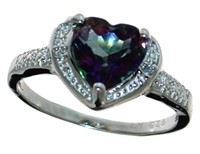 Heart Shape Mystic Topaz & Diamond Ring