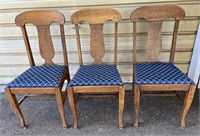 3 matching vintage wood chairs