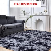 $77  8x10 Fluffy Plush Rug  Dark Grey Carpet