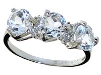 Aquamarine & Diamond Past Present Future Ring
