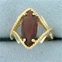 2.5ct Garnet Rope Design Ring in 14K Yellow Gold