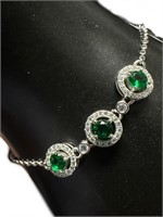 Round Emerald Halo Designer Bolo Bracelet