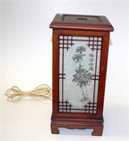 Chinese carved wood electric lantern