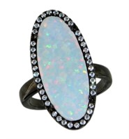 Elegant Extra Large White Opal Dinner Ring
