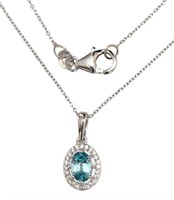 Natural Blue & White Zircon Designer Necklace
