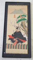 Japanese framed hand painted scroll