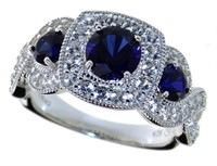 2.50 ct Sapphire Past Present Future Infinity Ring