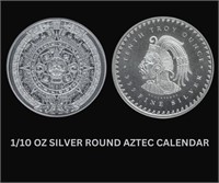 1/10 OZ SILVER ROUND AZTEC CALENDAR