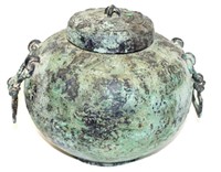 Chinese archaic metal lidded pot