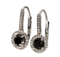 Round Brilliant 1.00 ct Black Diamond Earrings