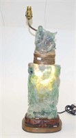 Chinese carved figural fluorite lamp