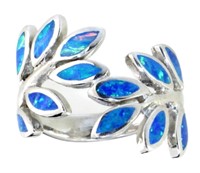 Elegant Australian Blue Opal Dinner Ring