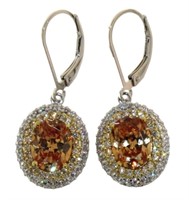 Oval 5.10 ct Orange Sapphire Dangle Earrings