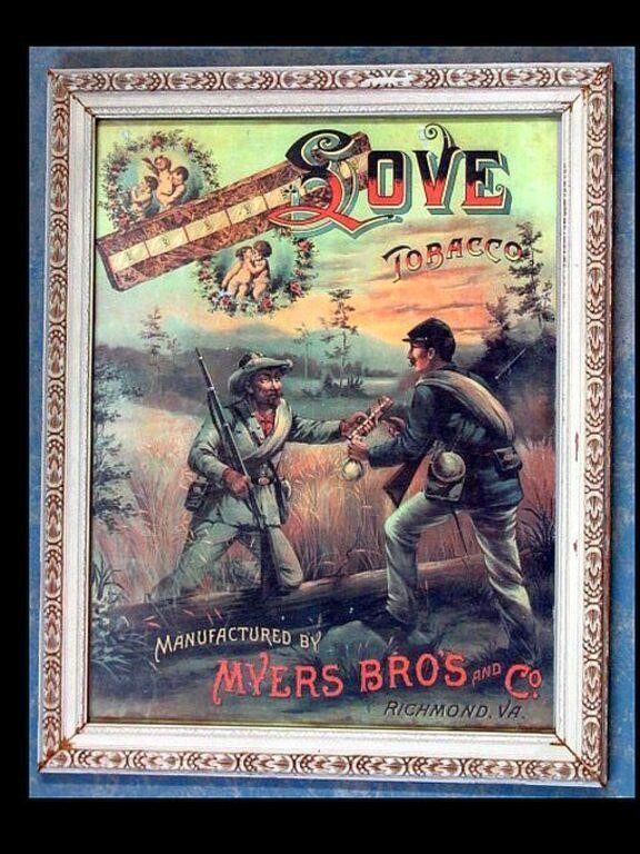 FRAMED LOVE TOBACCO ADVERTISING- CIVIL WAR SOLDERS