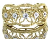 Antique Style Natural Diamond Filigree Ring