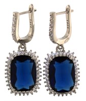 Radiant Cut 16.00 ct Sapphire Dangle Earrings