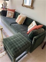 Vintage Green Velvet Sofa & Ottoman