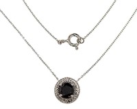 Round Brilliant 1.25 ct Black Diamond Necklace