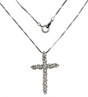 Brilliant Natural Diamond Cross 18" Necklace