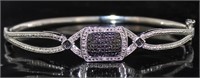 Black & White Diamond Accented Cuff Bracelet