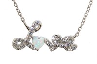 Quality White Opal "Love" Necklace