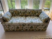 Vintage Green Yellow Quilted Loveseat