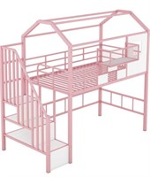 Bellemave Twin Size House Loft Bed with Stairs
